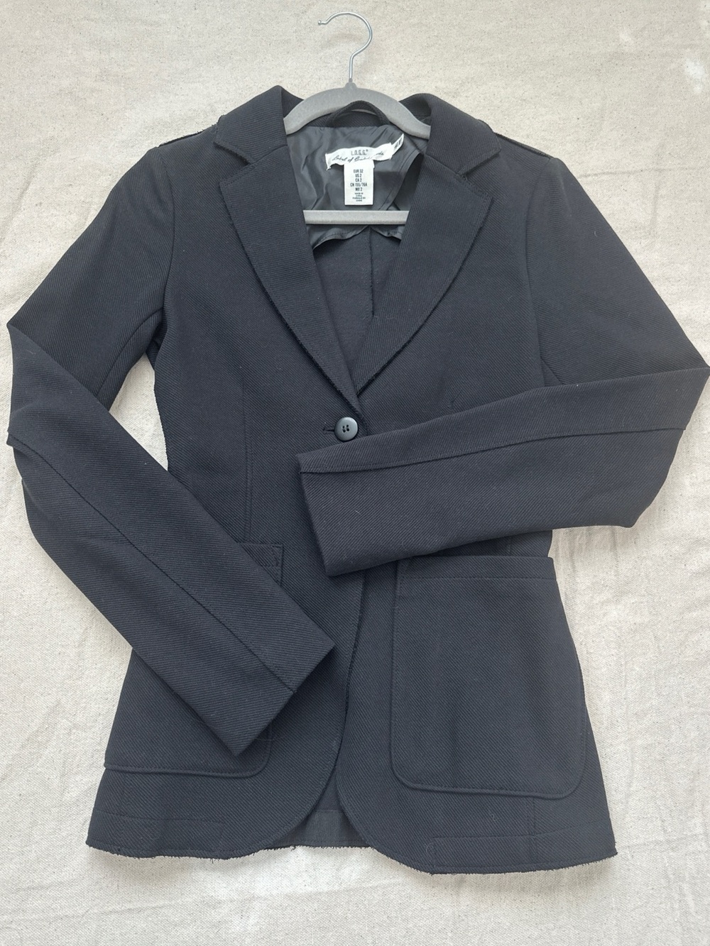 H&M L.O.G.G. Half-Lined Black Cotton Two Buttons Blazer Jacket - Size 2